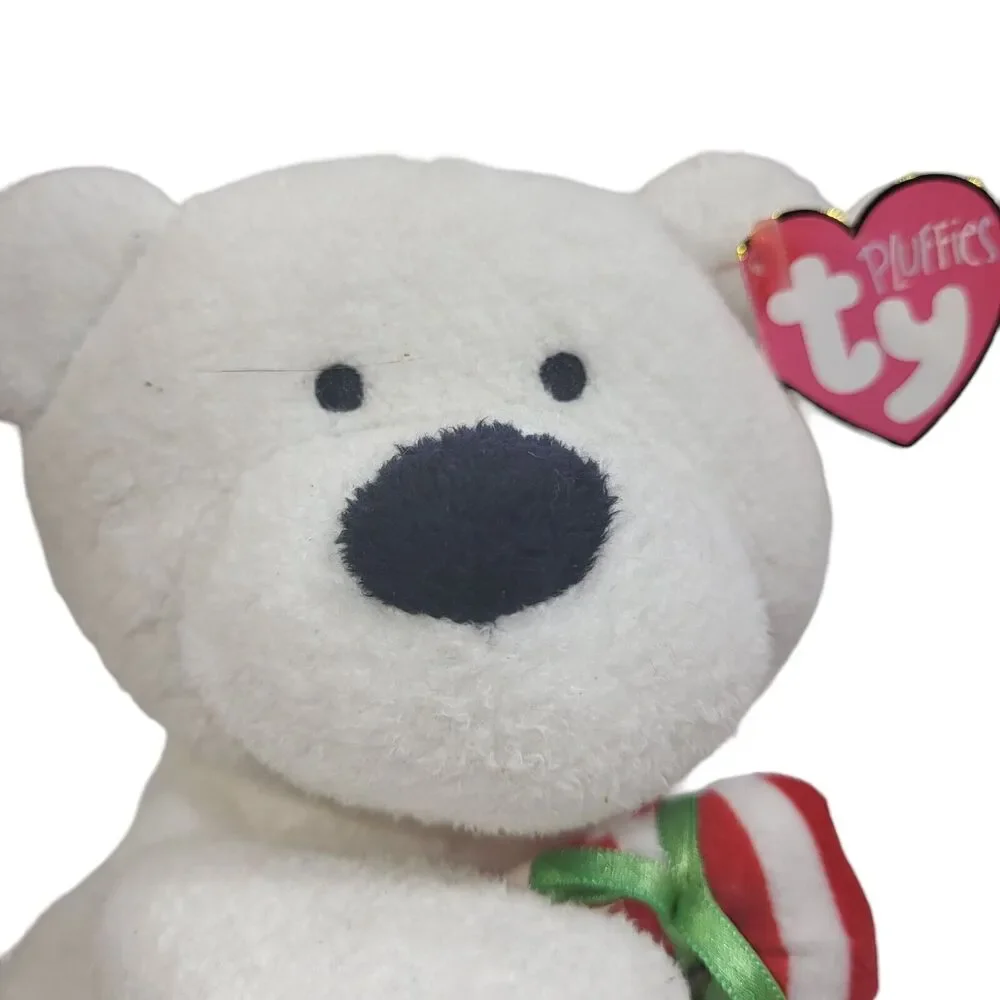 Ty Pluffies Plush Candy Cane Christmas Polar Bear Tylux Stuffed Animal 2005 8